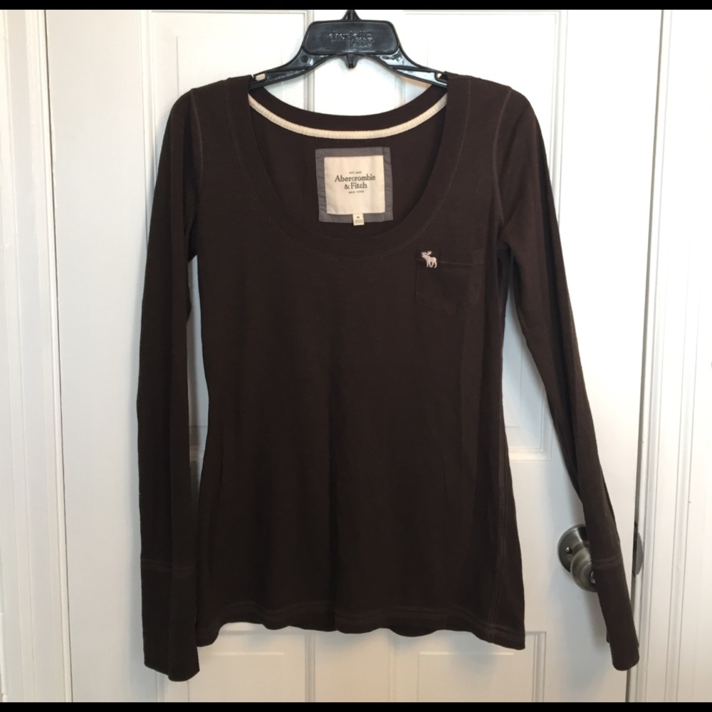 COPY - Abercrombie & Fitch Brown Long Sleeve Scoop Neck